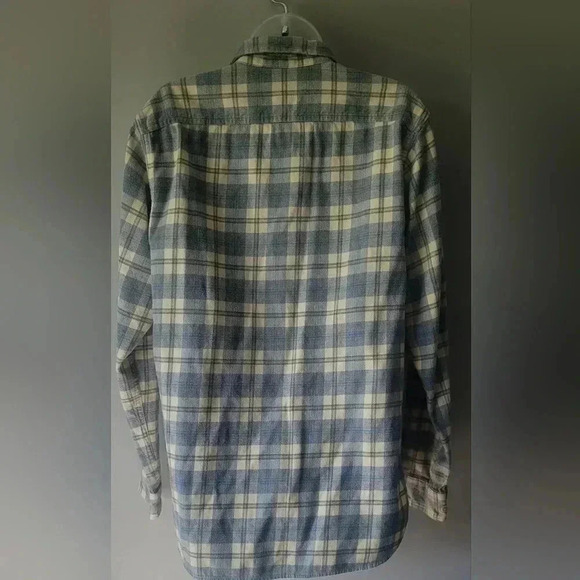 Eddie Bauer cozy pastel yellow & blue flannel shirt size medium - Picture 7 of 9